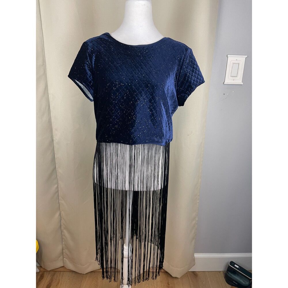 Zara Velvet Fringe top - Size M Party , statement fringe, retro glam